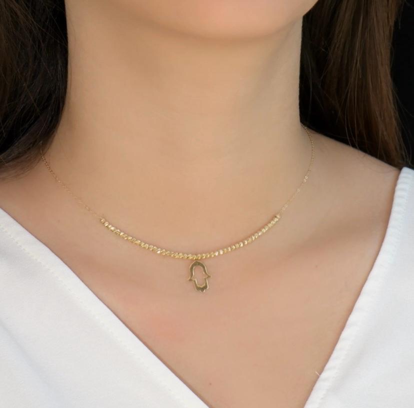 Collier en Or 18k "Khmissa&Boules"