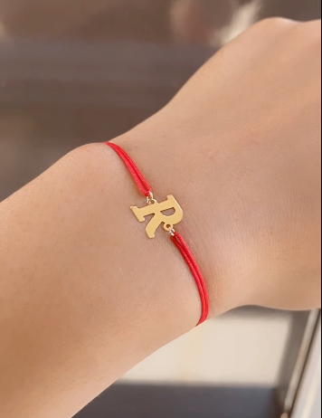 Bracelet Cordon Initiale En Or 18k