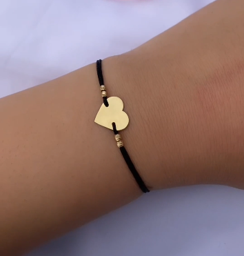 Bracelet Cordon Cœur boules en or 18 carats