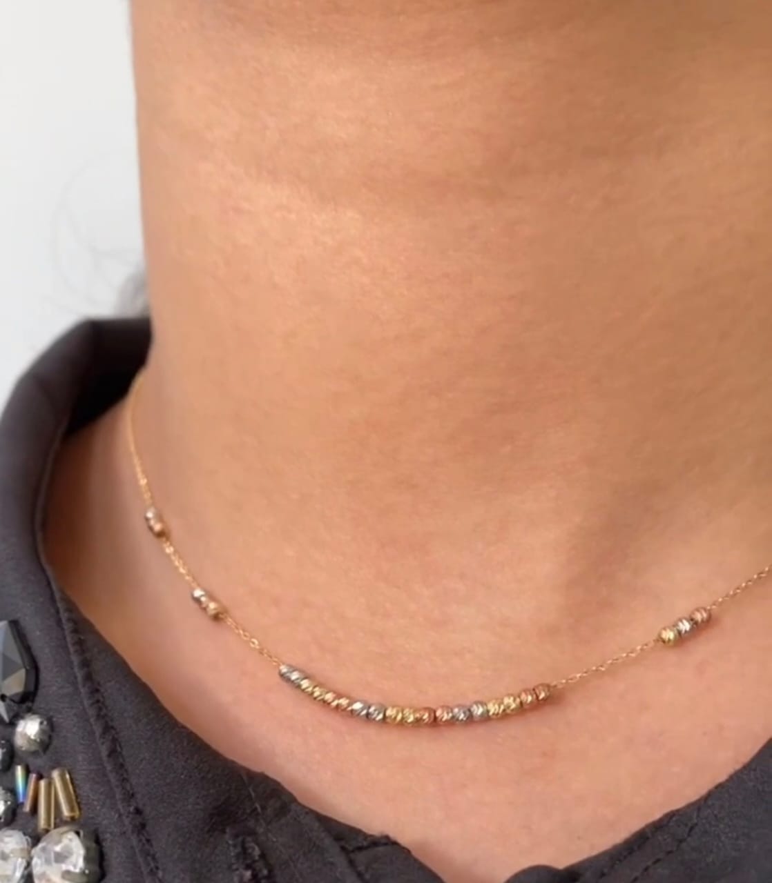 Collier en Or 18k - Boules en couleurs