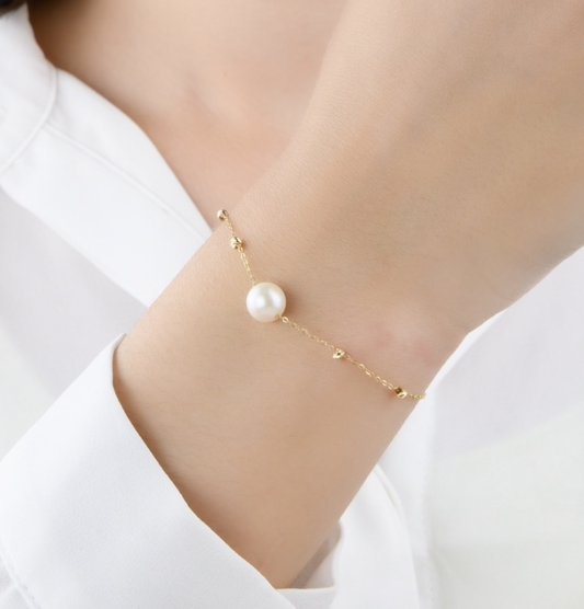 Gourmette Perla en Or 18K